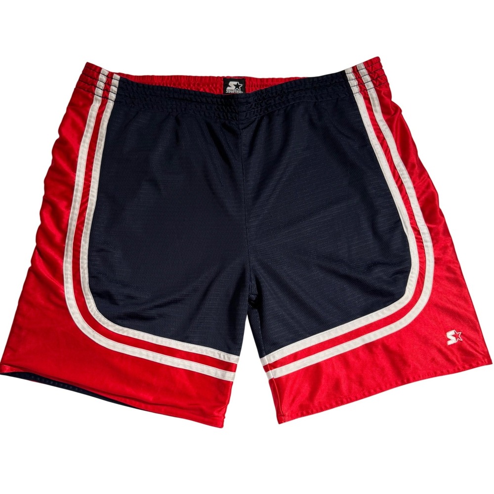 Starter Reversible Basketball Shorts Men's Navy Red White Mesh Dazzle Athletic